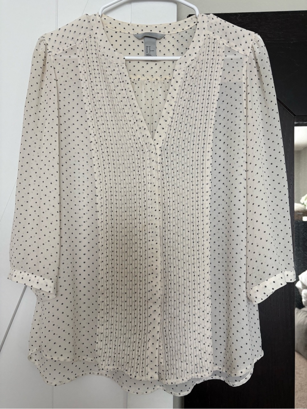 H&M Cream Blouse with Black Polka Dots